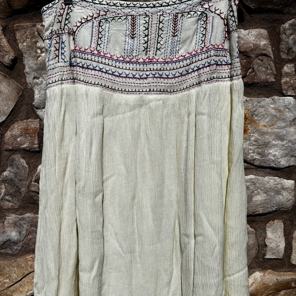 Vintage Scully Embroidered Maxi Skirt Gauzy Size Large Boho Layered 90s - Picture 3 of 9